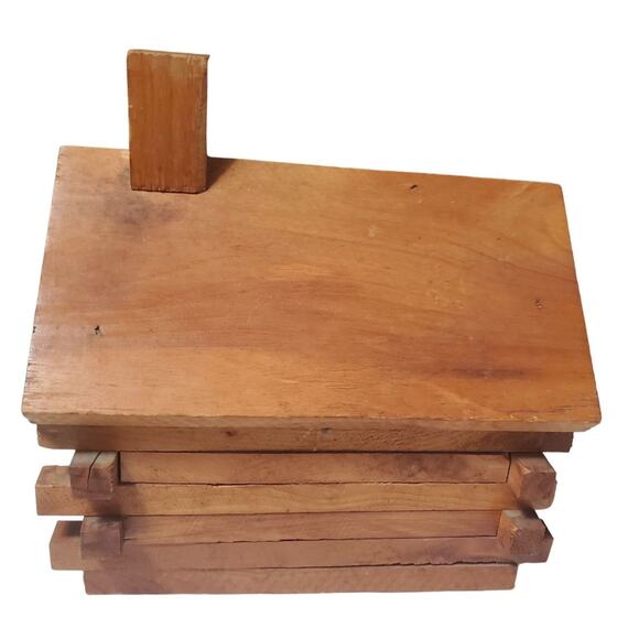VTG Advertising Log Cabin Bank Savings Bank Cedar Wood 6" x 4" Base 7" Tall - Picture 3 of 5